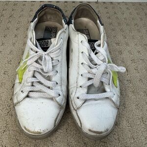 Golden Goose White Sneakers with Neon and glitter accents